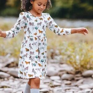 Pink chicken Steph dress jolly dogs girls 8 organic holiday Christmas twirl